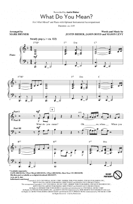 page one of What Do You Mean? (3-Part Mixed Choir)