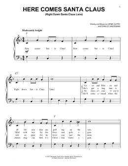 page one of Here Comes Santa Claus (Right Down Santa Claus Lane) (Very Easy Piano)