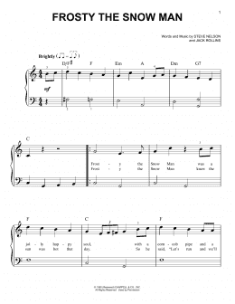 page one of Frosty The Snow Man (Very Easy Piano)