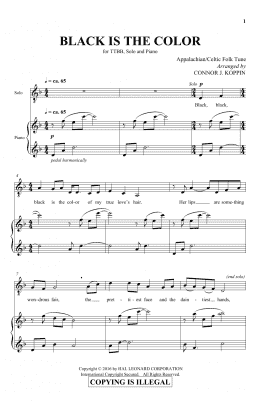 page one of Black Is The Color (TTBB Choir)