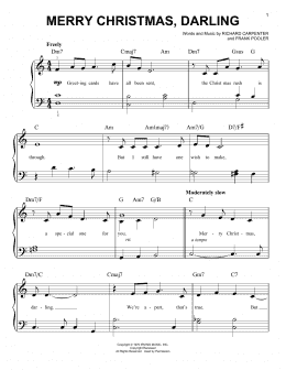 page one of Merry Christmas, Darling (Easy Piano)