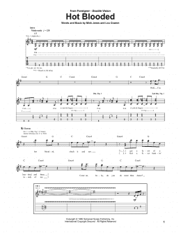 page one of Hot Blooded (Guitar Tab)