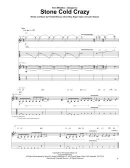 page one of Stone Cold Crazy (Guitar Tab)