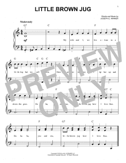 page one of Little Brown Jug (Very Easy Piano)
