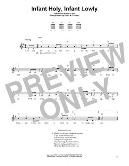 page one of Infant Holy, Infant Lowly (Easy Guitar)
