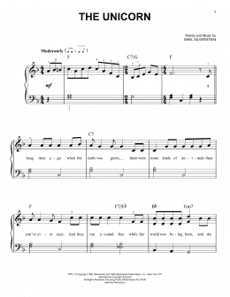 page one of The Unicorn (Very Easy Piano)