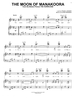 page one of The Moon Of Manakoora (Piano, Vocal & Guitar Chords (Right-Hand Melody))