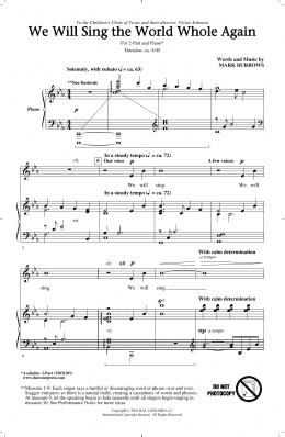 page one of We Will Sing The World Whole Again (2-Part Choir)