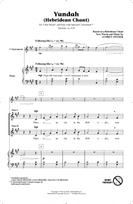 page one of Yundah (Hebridean Chant) (3-Part Mixed Choir)