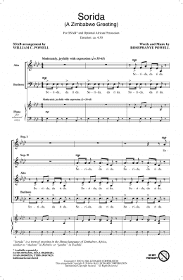page one of Sorida (A Zimbabwe Greeting) (SSAB Choir)