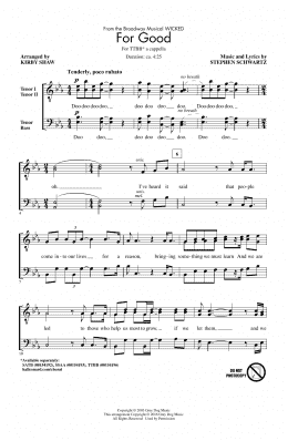 page one of For Good (from Wicked) (arr. Kirby Shaw) (TTBB Choir)