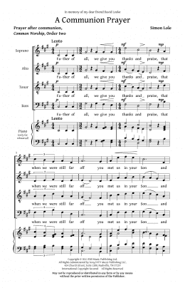 page one of A Communion Prayer (SATB Choir)
