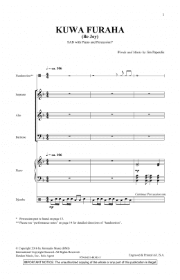 page one of Kuwa Furaha (SAB Choir)