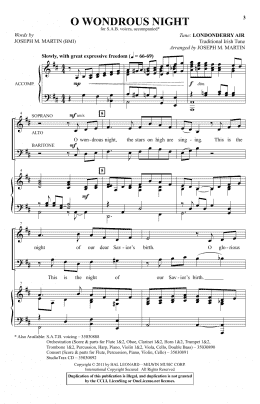 page one of O Wondrous Night (SAB Choir)