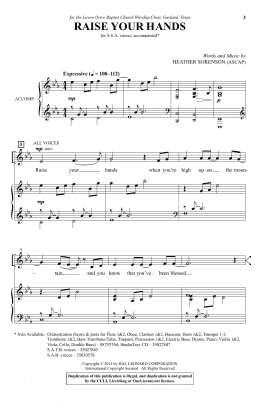 page one of Raise Your Hands (SSA Choir)