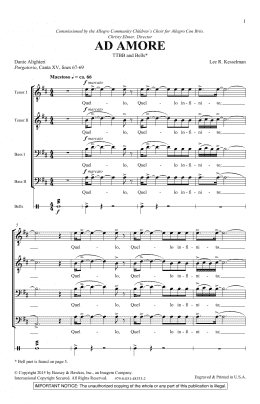 page one of Ad Amore (TTBB Choir)