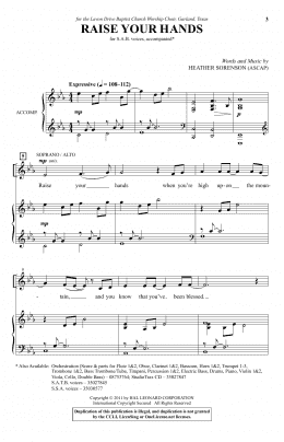 page one of Raise Your Hands (SAB Choir)