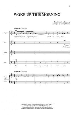 page one of Woke Up This Morning (SATB Choir)
