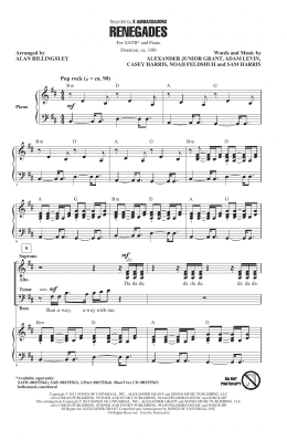 page one of Renegades (arr. Alan Billingsley) (SATB Choir)