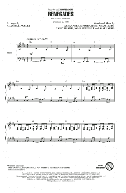 page one of Renegades (arr. Alan Billingsley) (2-Part Choir)