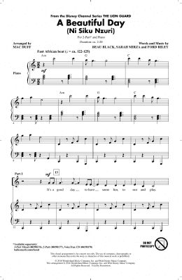 page one of A Beautiful Day (2-Part Choir)