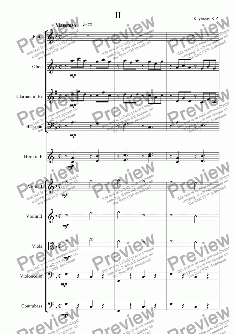 page one of Flute concert with orchestra in F major op.2  II Maestoso