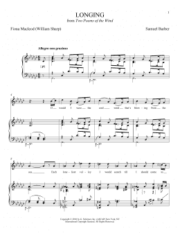 page one of Longing (Piano & Vocal)
