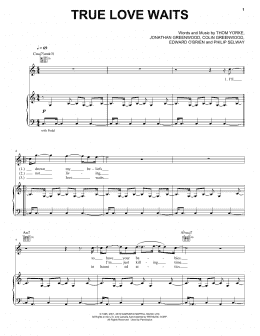 page one of True Love Waits (Piano, Vocal & Guitar Chords (Right-Hand Melody))