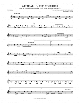 page one of We're All In This Together (from High School Musical) (Tenor Sax Solo)