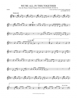 page one of We're All In This Together (from High School Musical) (French Horn Solo)