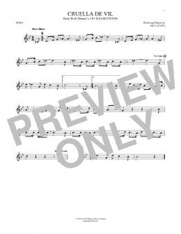 page one of Cruella De Vil (from 101 Dalmations) (French Horn Solo)
