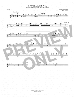 page one of Cruella De Vil (from 101 Dalmations) (Flute Solo)