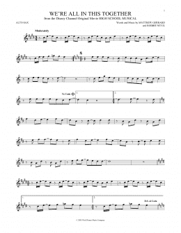 page one of We're All In This Together (from High School Musical) (Alto Sax Solo)