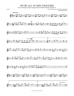 page one of We're All In This Together (from High School Musical) (Flute Solo)
