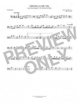 page one of Cruella De Vil (from 101 Dalmations) (Trombone Solo)