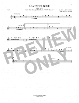 page one of Lavender Blue (Dilly Dilly) (from So Dear To My Heart) (Flute Solo)