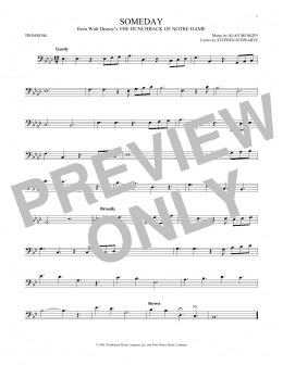 page one of Someday (from The Hunchback Of Notre Dame) (Trombone Solo)