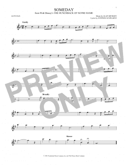 page one of Someday (from The Hunchback Of Notre Dame) (Alto Sax Solo)