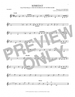 page one of Someday (from The Hunchback Of Notre Dame) (Trumpet Solo)