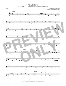 page one of Someday (from The Hunchback Of Notre Dame) (French Horn Solo)