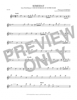 page one of Someday (from The Hunchback Of Notre Dame) (Flute Solo)