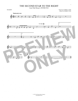 page one of The Second Star To The Right (from Peter Pan) (Trumpet Solo)