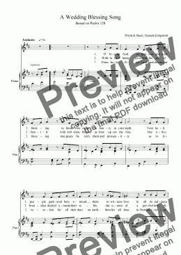 page one of "A Wedding Song Blessing"  (Easy Modern setting)- Download SHEET MUSIC - royalty FREE for Wedding Services!