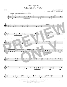 page one of (They Long To Be) Close To You (French Horn Solo)