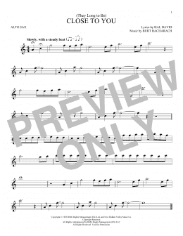 page one of (They Long To Be) Close To You (Alto Sax Solo)