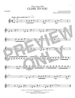 page one of (They Long To Be) Close To You (Trumpet Solo)
