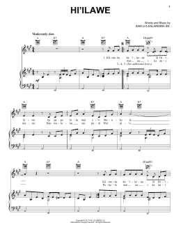page one of Hi'ilawe (Piano, Vocal & Guitar Chords (Right-Hand Melody))
