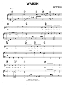 page one of Waikiki (Piano, Vocal & Guitar Chords (Right-Hand Melody))