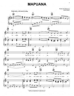 page one of Mapuana (Piano, Vocal & Guitar Chords (Right-Hand Melody))