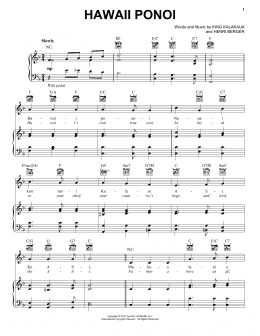 page one of Hawaii Ponoi (Piano, Vocal & Guitar Chords (Right-Hand Melody))
